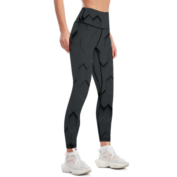 Geo Black High Waisted Yoga Leggings - Image 6