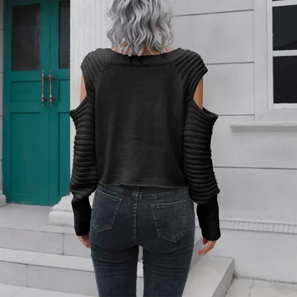 Knit Sweater Hollow Shoulder - Image 2