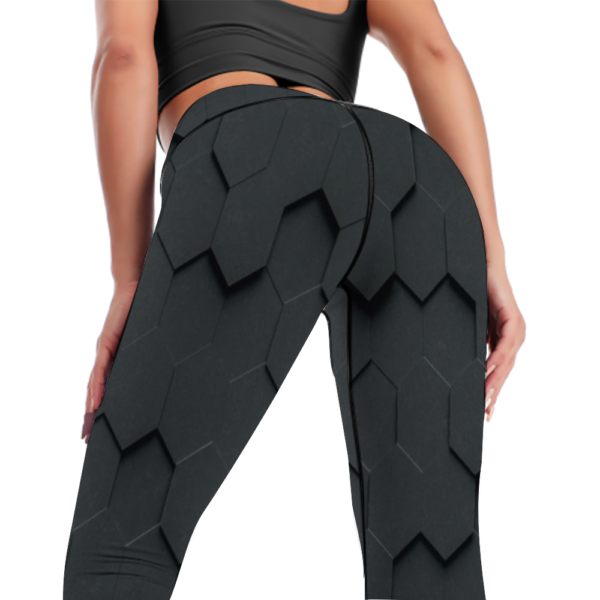 Geo Black High Waisted Yoga Leggings - Image 7