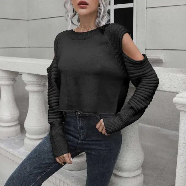 Knit Sweater Hollow Shoulder