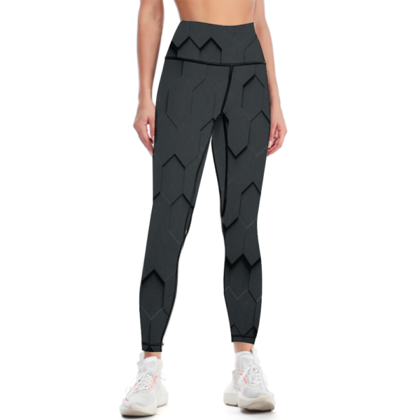 Geo Black High Waisted Yoga Leggings - Image 5