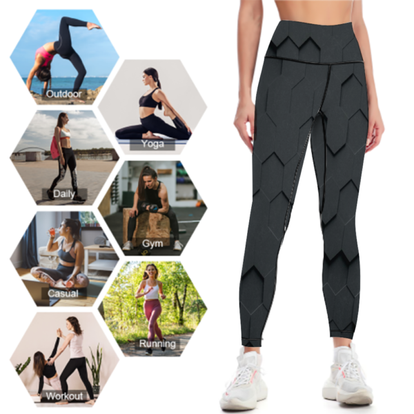 Geo Black High Waisted Yoga Leggings - Image 8