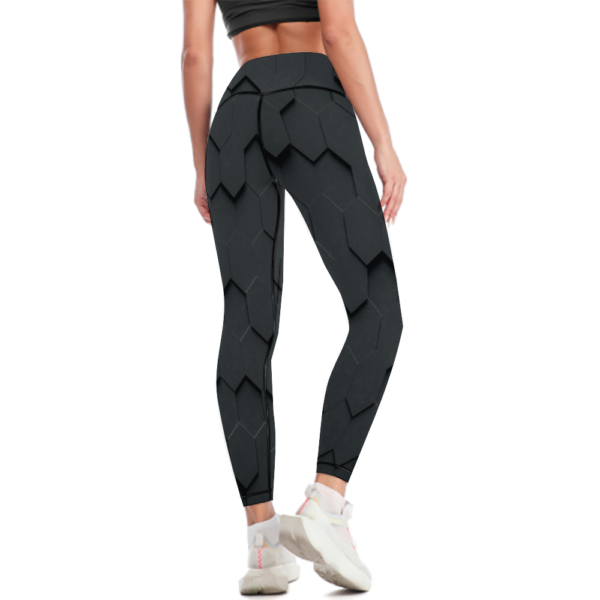 Geo Black High Waisted Yoga Leggings - Image 4